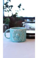 Papatyalı El Yapımı Seramik Kupa Mug (KULPLU)
