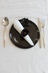 Kahverengi Stoneware Seramik Çiçekli El Yapımı Tabak (21cm)
