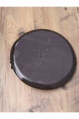 Kahverengi Stoneware Seramik Çiçekli El Yapımı Tabak (21cm)