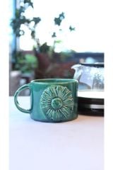 Papatyalı El Yapımı Seramik Kupa Mug (KULPLU)