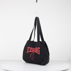 FB-3543 Siyah Denim Baskılı Omuz Plaj Çantası