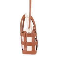 FB-2989 Long Strap Faux Leather and Canvas Shoulder Bag