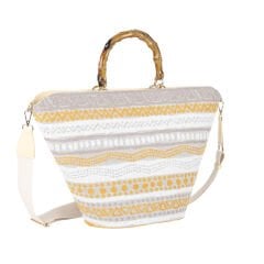 FB-3781-R2 Jakarlı Dokuma Kumaştan Kadın Çantası