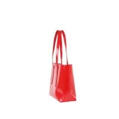DFB0012 Genuine Calf Leather Crinkled Patent Women’s Shoulder Bag – Red