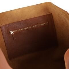 DFB0010 Tan Genuine Calfskin Women's Shoulder Bag | Unlined and Zippered Interior Pocket Design