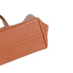 DFB0010 Tan Genuine Calfskin Women's Shoulder Bag | Unlined and Zippered Interior Pocket Design