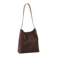 DFB3727 Brown Suede Cowhide Leather Shoulder Bag with Inner Pouch – Boho Style
