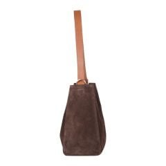DFB3727 Brown Suede Cowhide Leather Shoulder Bag with Inner Pouch – Boho Style