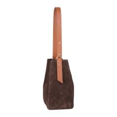 DFB3727 Brown Suede Cowhide Leather Shoulder Bag with Inner Pouch – Boho Style