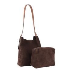 DFB3727 Brown Suede Cowhide Leather Shoulder Bag with Inner Pouch – Boho Style