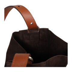 DFB3727 Kahverengi Süet Dana Derisi Yavrulu Kadın Omuz Çantası | Bohem Tarz & Hakiki Deri Detaylı