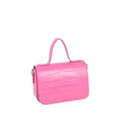 FB-3490-R4 Yeşil Krokodil Suni Deri Çapraz Askılı Çanta PEMBE