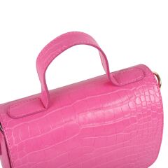 FB-3490-R4 Yeşil Krokodil Suni Deri Çapraz Askılı Çanta PEMBE