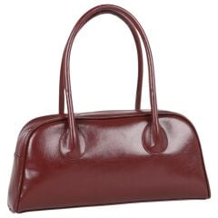 FB-3767-R1 Bordo Parlak Rugan Suni Deri Kadın Omuz Çantası