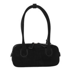 DFB0003-R2 Dana Derisi Siyah Süet Kadın Omuz Çantası | %100 Hakiki Deri Şıklığı