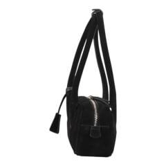 DFB0003-R2 Dana Derisi Siyah Süet Kadın Omuz Çantası | %100 Hakiki Deri Şıklığı