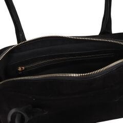 DFB0003-R2 Dana Derisi Siyah Süet Kadın Omuz Çantası | %100 Hakiki Deri Şıklığı