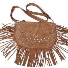 DFB0016 Taba Süet Hakiki Deri Country Kadın Omuz Çantası