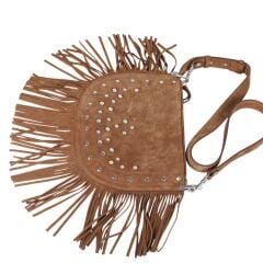 DFB0016 Taba Süet Hakiki Deri Country Kadın Omuz Çantası