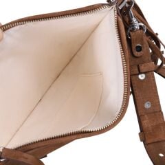 DFB0016 Taba Süet Hakiki Deri Country Kadın Omuz Çantası